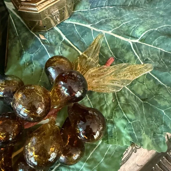 Vintage Mid Century Amber Glass Grapes - Picture 2 of 2